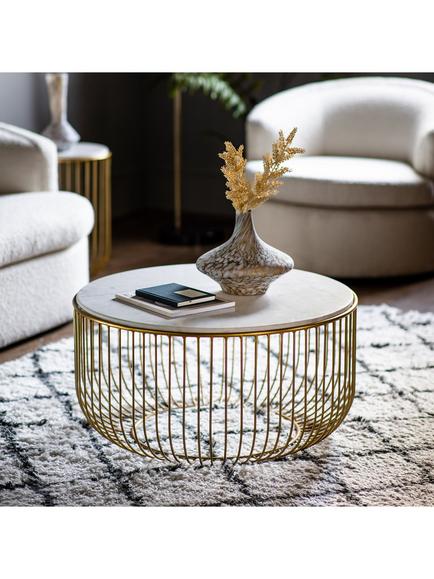 Gallery Direct Sutton Marble Coffee Table, Natural/Gold, Natural/Gold