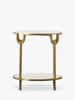 Gallery Direct Stanford Marble Side Table, White/Brushed Brass - view 2, White/Brushed Brass