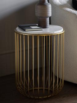 Gallery Direct Sutton Marble Side Table, Natural/Gold, Natural/Gold