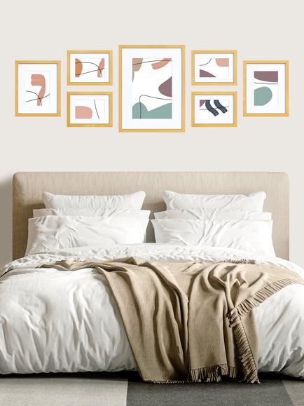 John Lewis Gallery Set Multi-aperture Wood Photo Frames & Mounts, 7 Photo, Natural