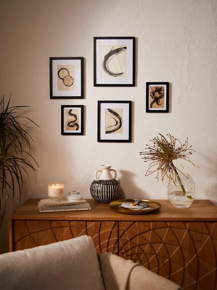 John Lewis Gallery Set Multi-aperture Wood Photo Frames & Mounts, 5 Photo, Black - view 2, Black