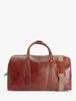 John Lewis Made in Italy Large Leather Holdall, Brown, Brown