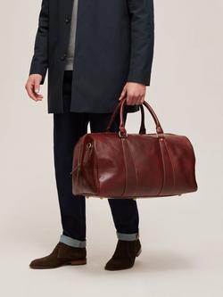John Lewis Made in Italy Large Leather Holdall, Brown - view 2, Brown
