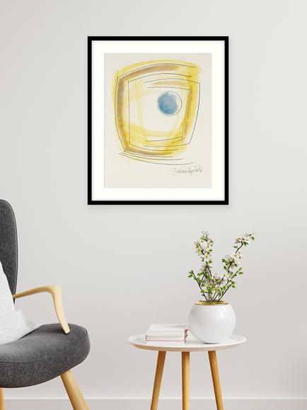 Tate + John Lewis Dame Barbara Hepworth 'Winter Solstice' Wood Framed Print & Mount, 63 x 53cm - view 2, Yellow