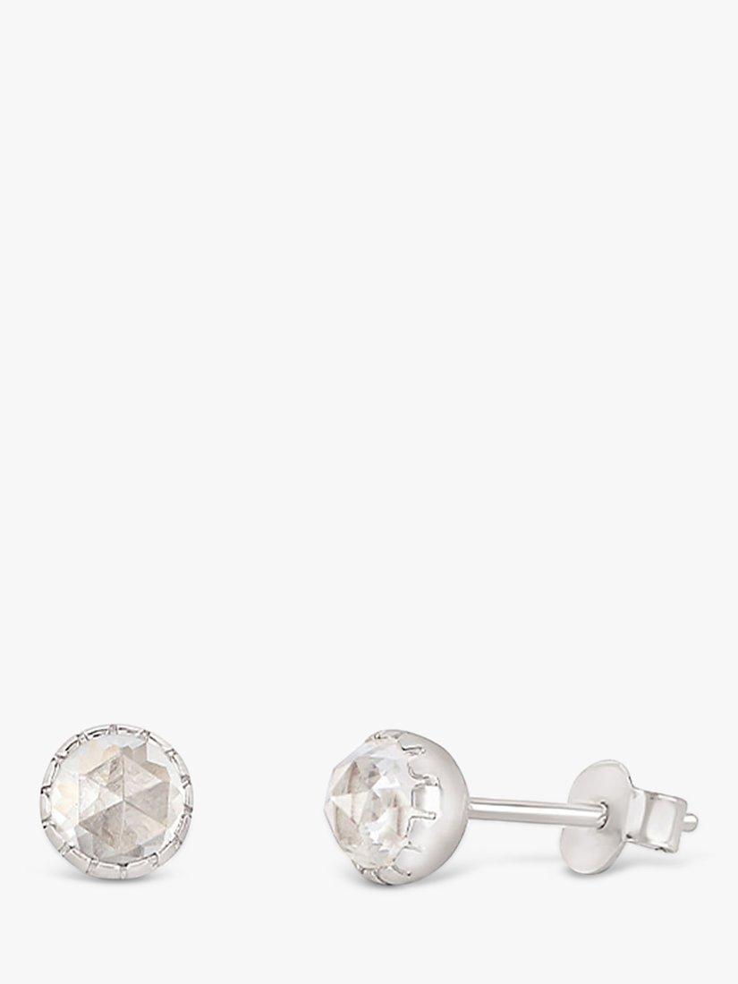 Dinny Hall Gem Drop Rose Cut Topaz Stud Earrings, Silver/White