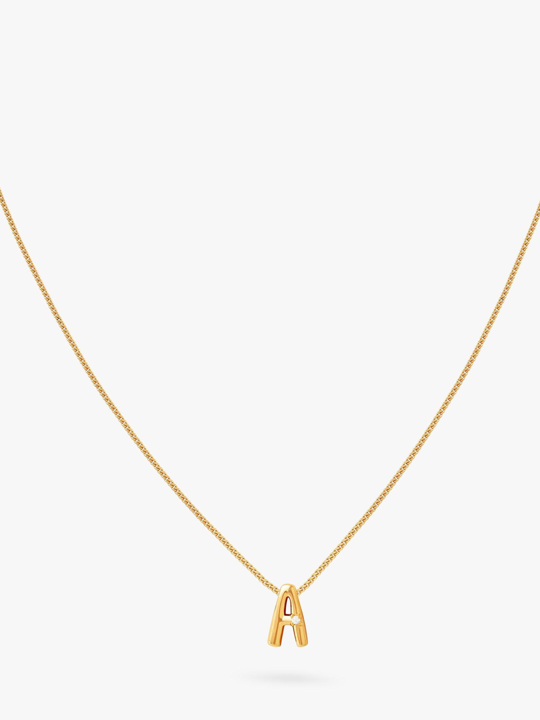 Astrid & Miyu Initial Cubic Zirconia Pendant Necklace, Gold, A