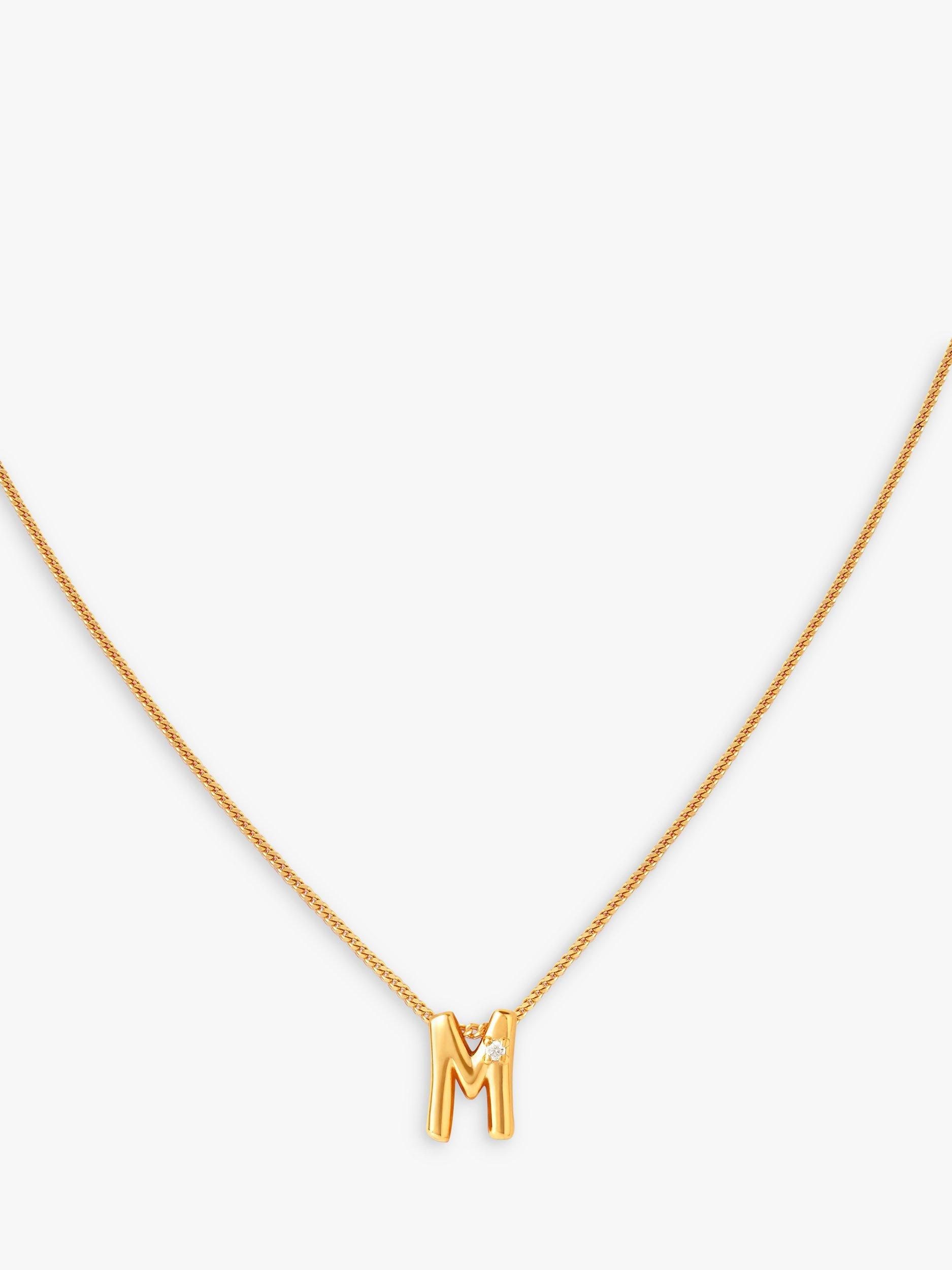 Astrid & Miyu Initial Cubic Zirconia Pendant Necklace, Gold, M