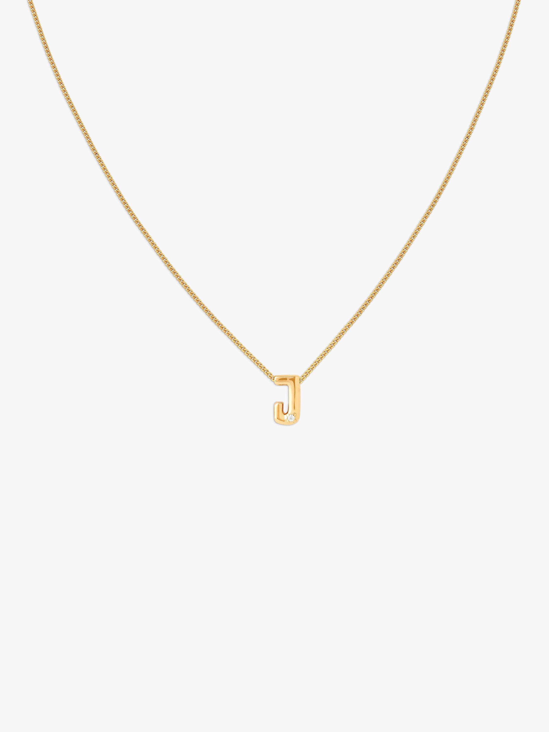 Astrid & Miyu Initial Cubic Zirconia Pendant Necklace, Gold, J