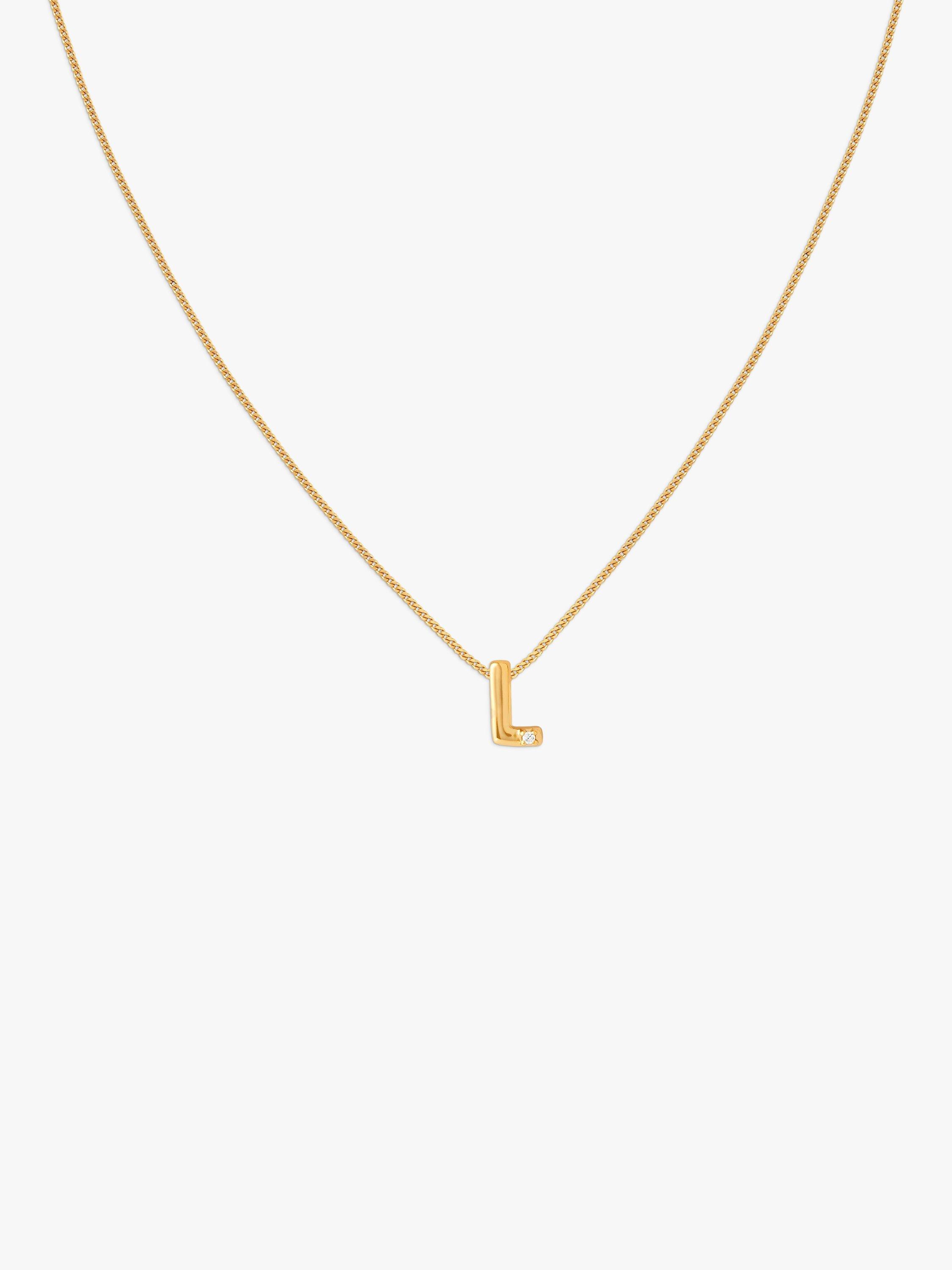 Astrid & Miyu Initial Cubic Zirconia Pendant Necklace, Gold, L