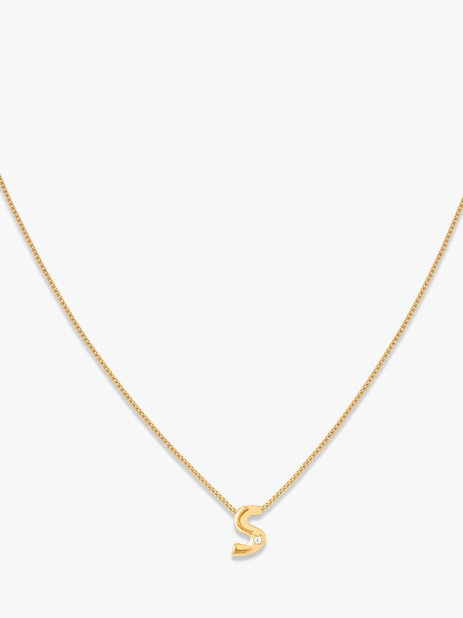 Astrid & Miyu Initial Cubic Zirconia Pendant Necklace, Gold, S