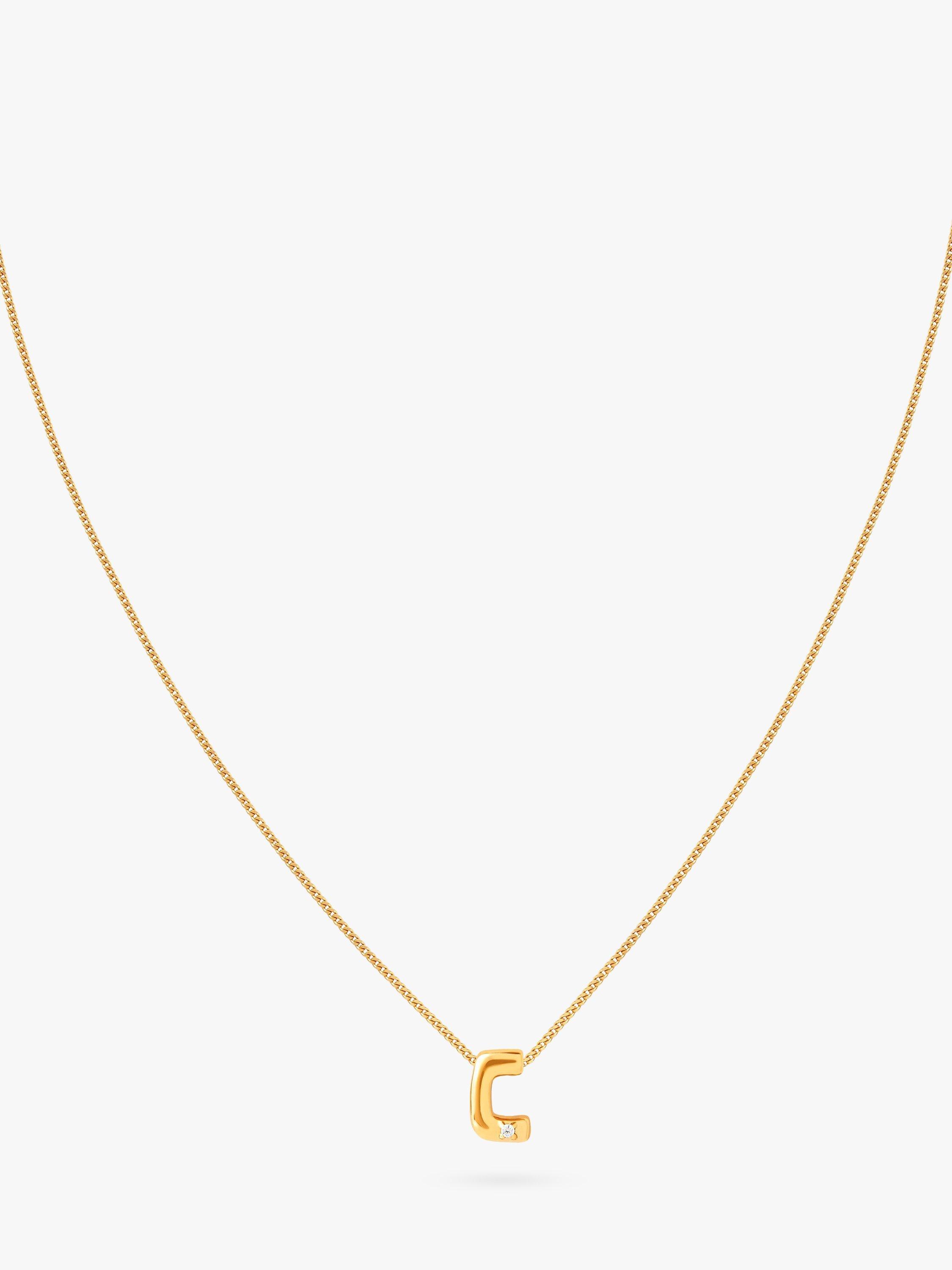 Astrid & Miyu Initial Cubic Zirconia Pendant Necklace, Gold, C