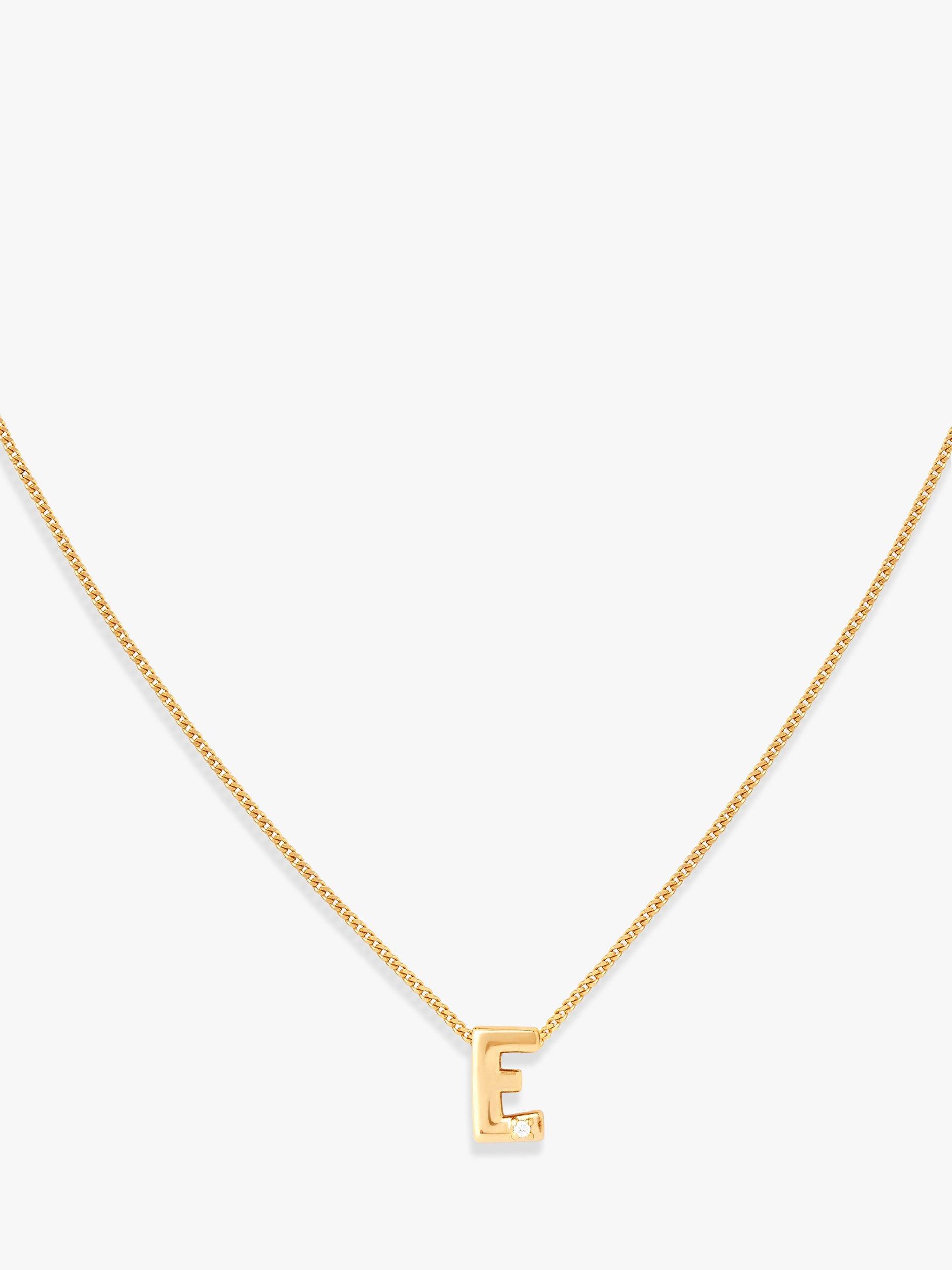 Astrid & Miyu Initial Cubic Zirconia Pendant Necklace, Gold, E
