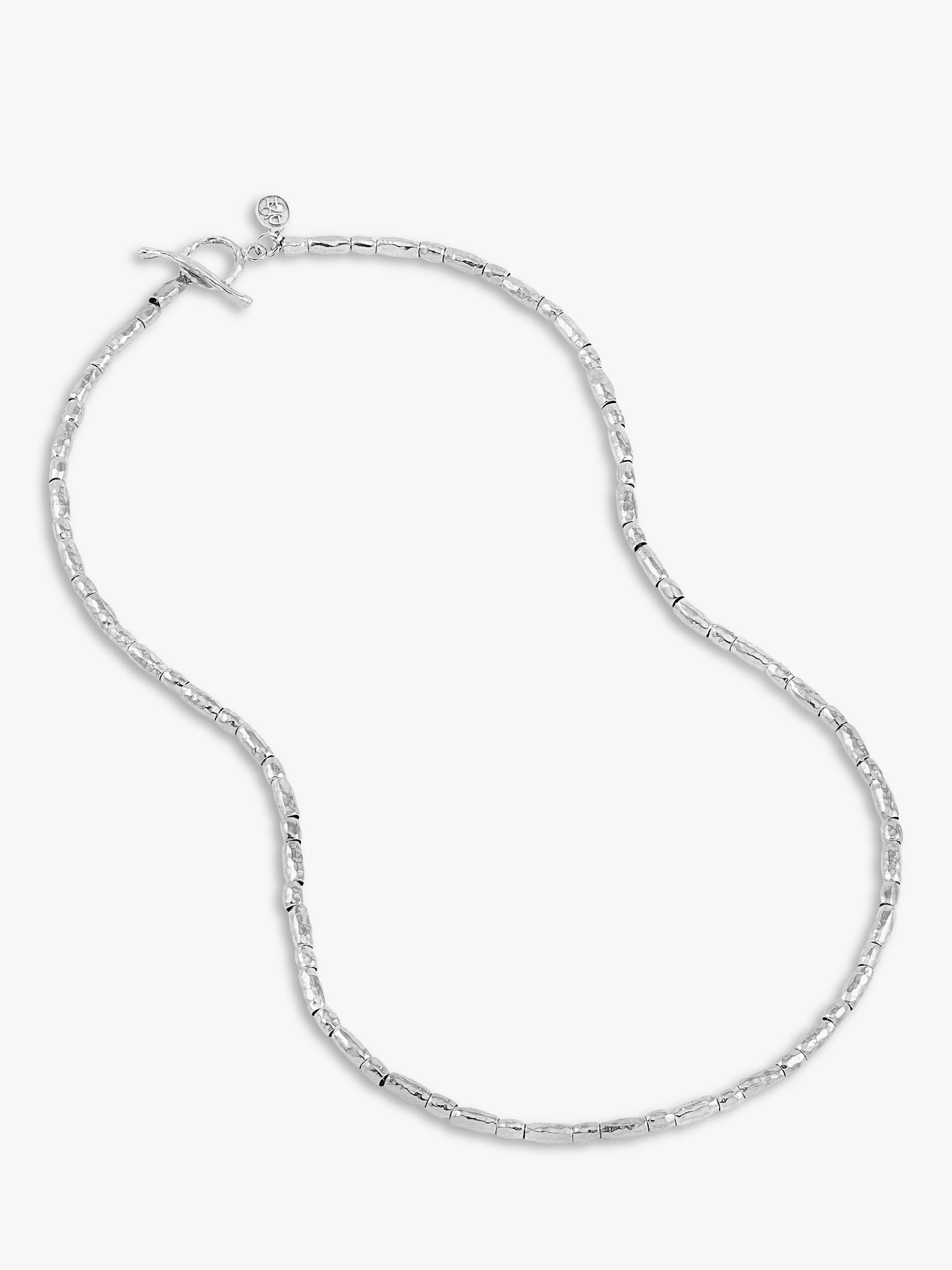 Product image 1 of 6, which shows Dower & Hall Men's Rice Nomad Beaded Collar Necklace, Silver