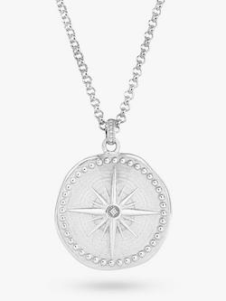 Dower & Hall Men's Large True North Story Necklace, Silver, Silver Silver