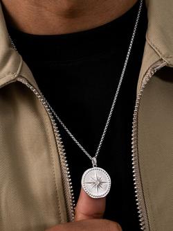 Dower & Hall Men's Large True North Story Necklace, Silver - view 2, Silver Silver