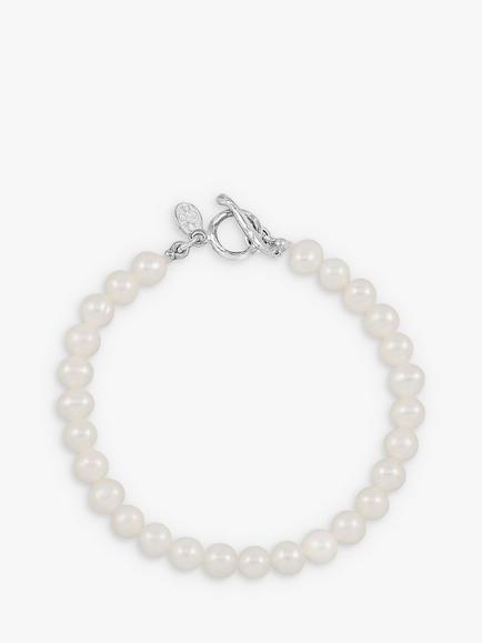 Dower & Hall Freshwater Pearl Bracelet, White/Silver, White Natural