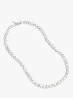 Dower & Hall Freshwater Pearl Collar Necklace, White/Silver, White Natural