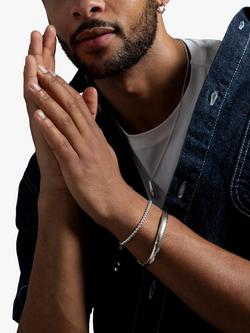 Dower & Hall Men's Sterling Silver Curved Torque Bangle, Silver - view 2, Silver Silver