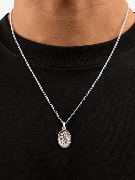 Dower & Hall Men's St. Christopher Pendant Necklace - view 2, Silver
