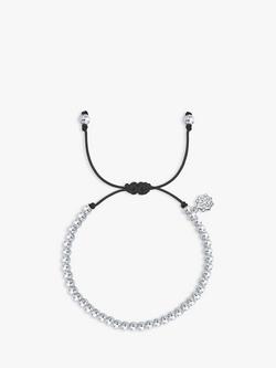 Dower & Hall Men's Sterling Silver Misanga Beaded Bracelet, Silver/Black, Silver