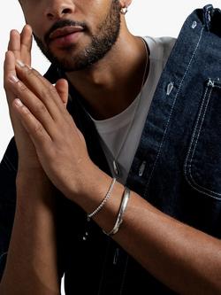 Dower & Hall Men's Sterling Silver Misanga Beaded Bracelet, Silver/Black - view 2, Silver