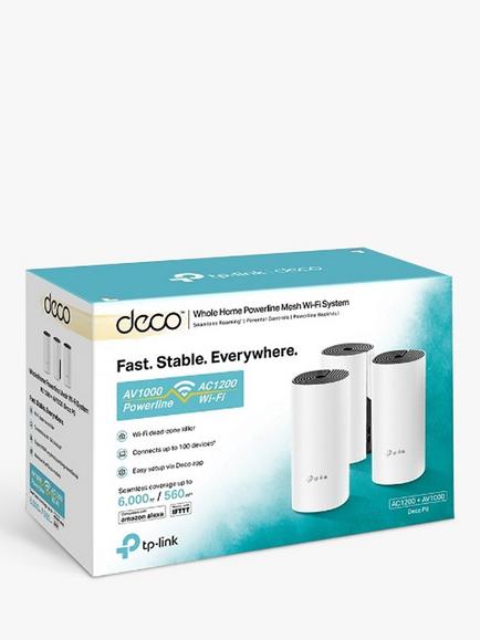 TP-Link Deco P9 AC1200 Whole Home Mesh Wi-Fi System & AV1000 Powerline Kit, Pack of 3 - view 2, White