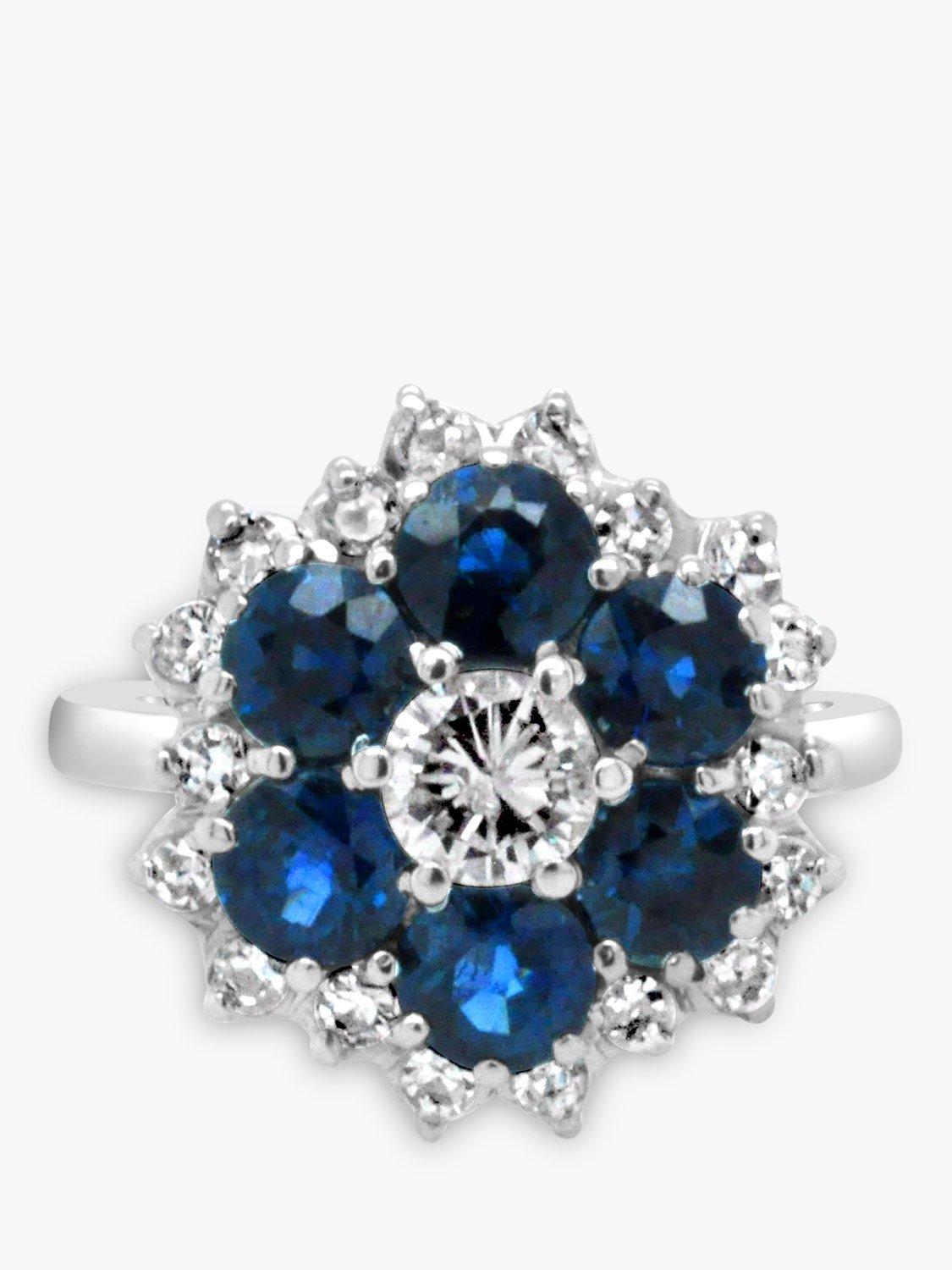 Product image 3 of 4, which shows Milton & Humble Jewellery Pre-Loved 18ct White Gold Sapphire & Diamond Cluster Ring, Dated 1975
