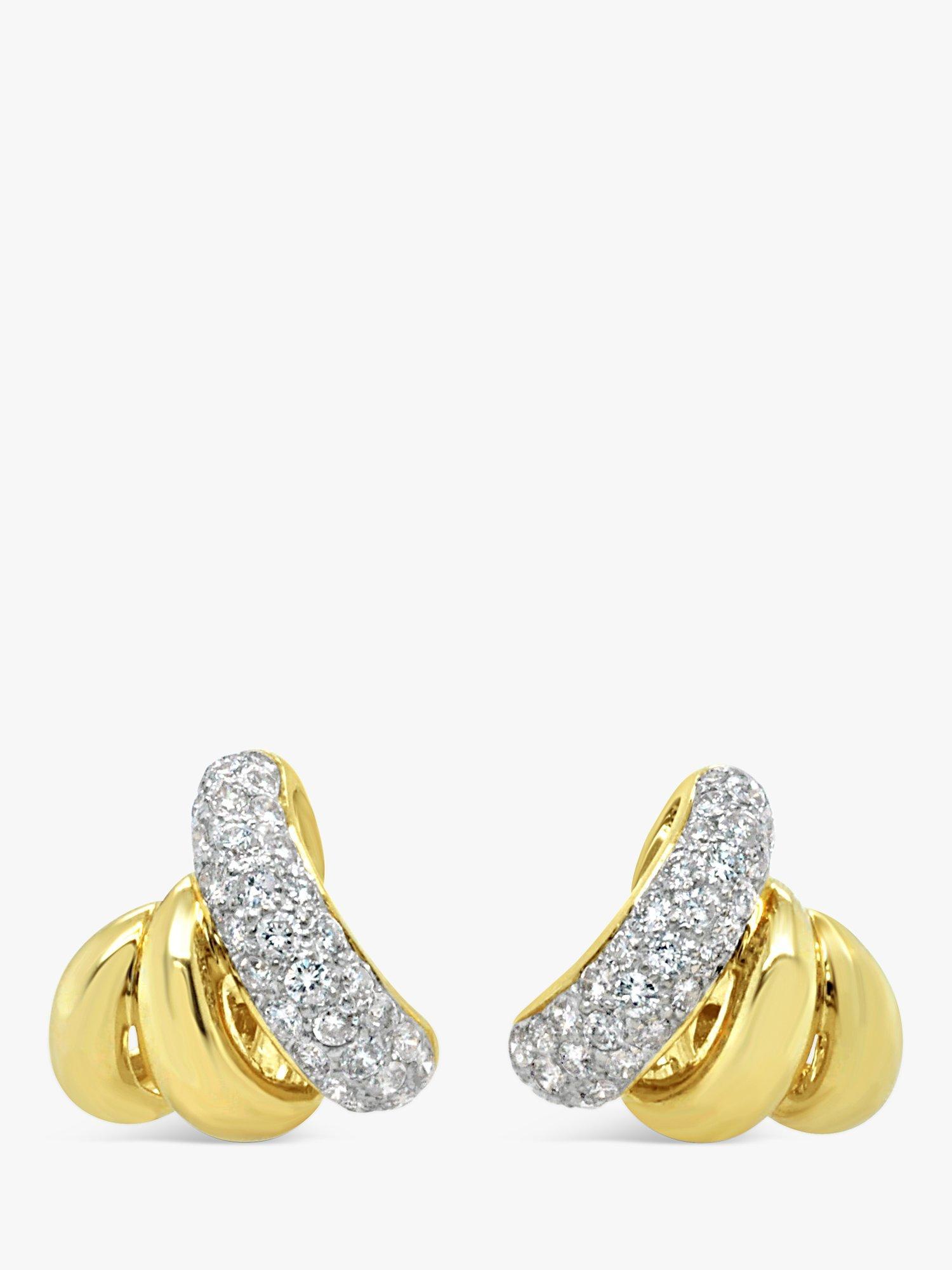 Product image 2 of 3, which shows Milton & Humble Jewellery Pre-Loved 18ct White & Yellow Gold Triple Strand Diamond Half Hoop Earrings, Dated Circa 2000s