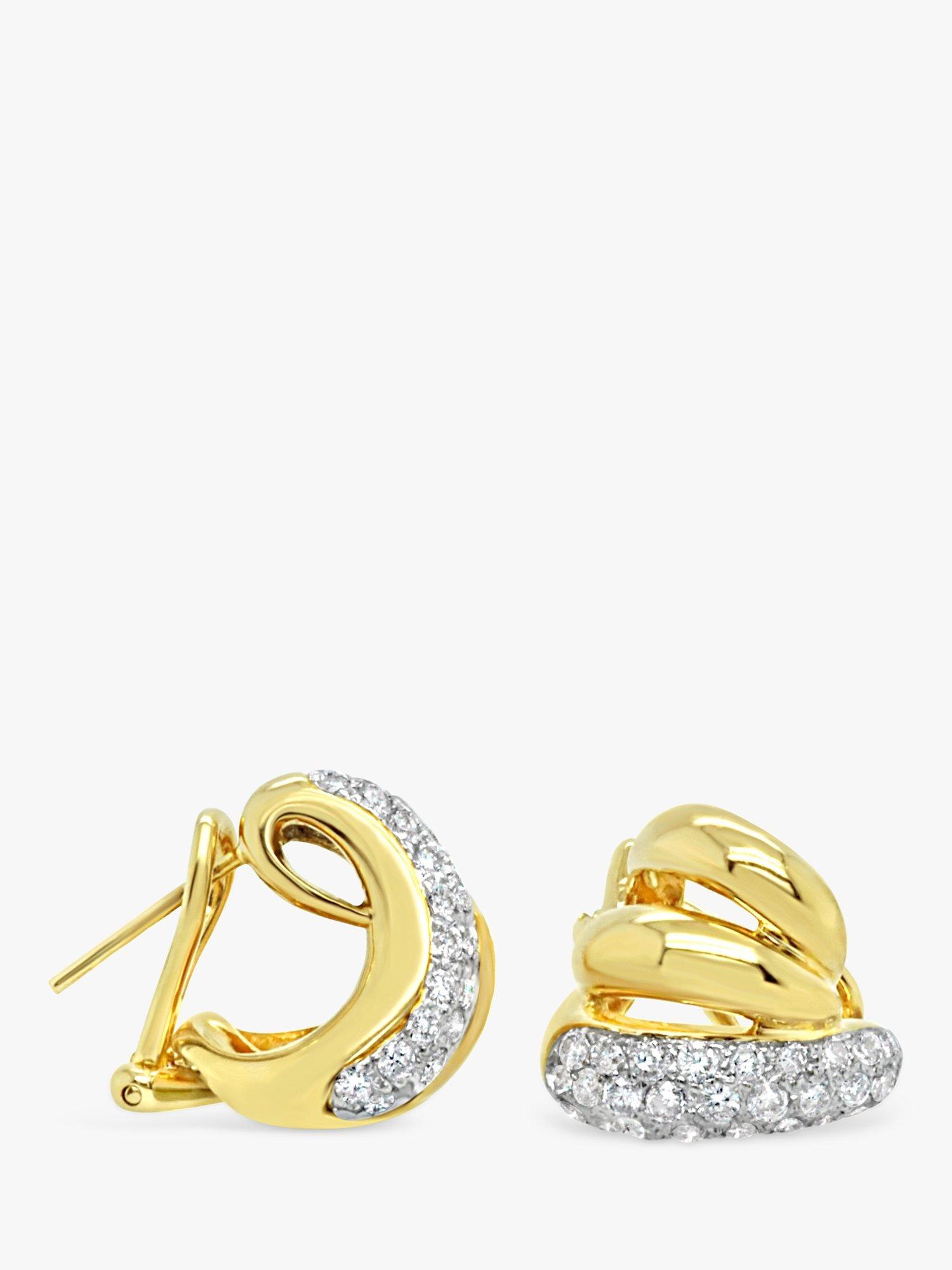 Product image 3 of 3, which shows Milton & Humble Jewellery Pre-Loved 18ct White & Yellow Gold Triple Strand Diamond Half Hoop Earrings, Dated Circa 2000s