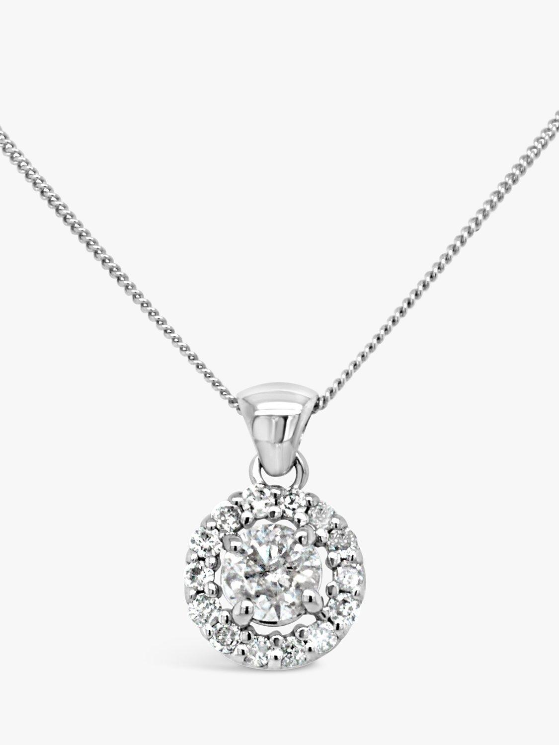 Product image 2 of 4, which shows Milton & Humble Jewellery Pre-Loved 14ct White Gold Halo Cluster Diamond Pendant Necklace