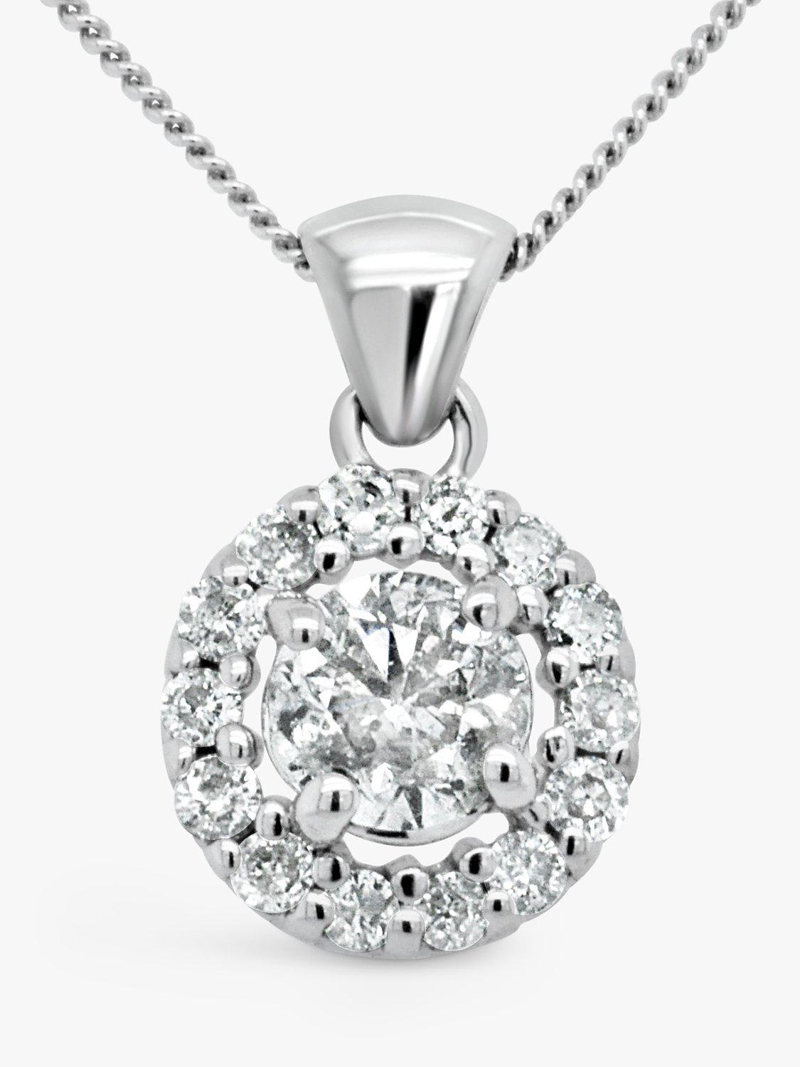 Product image 3 of 4, which shows Milton & Humble Jewellery Pre-Loved 14ct White Gold Halo Cluster Diamond Pendant Necklace