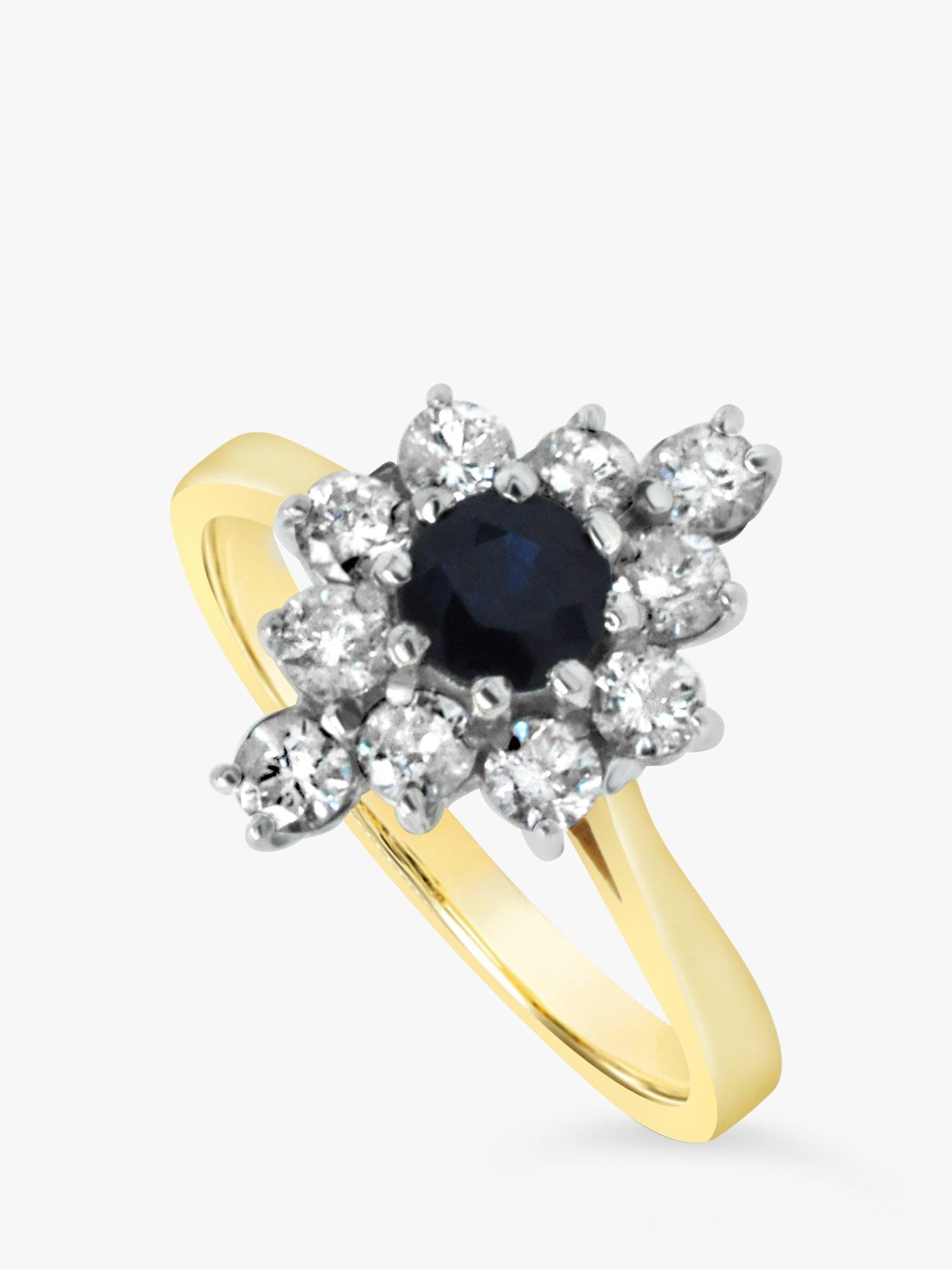Product image 2 of 4, which shows Milton & Humble Jewellery Pre-Loved 18ct White & Yellow Gold Sapphire & Diamond Elongated Cluster Ring, Dated London 1979