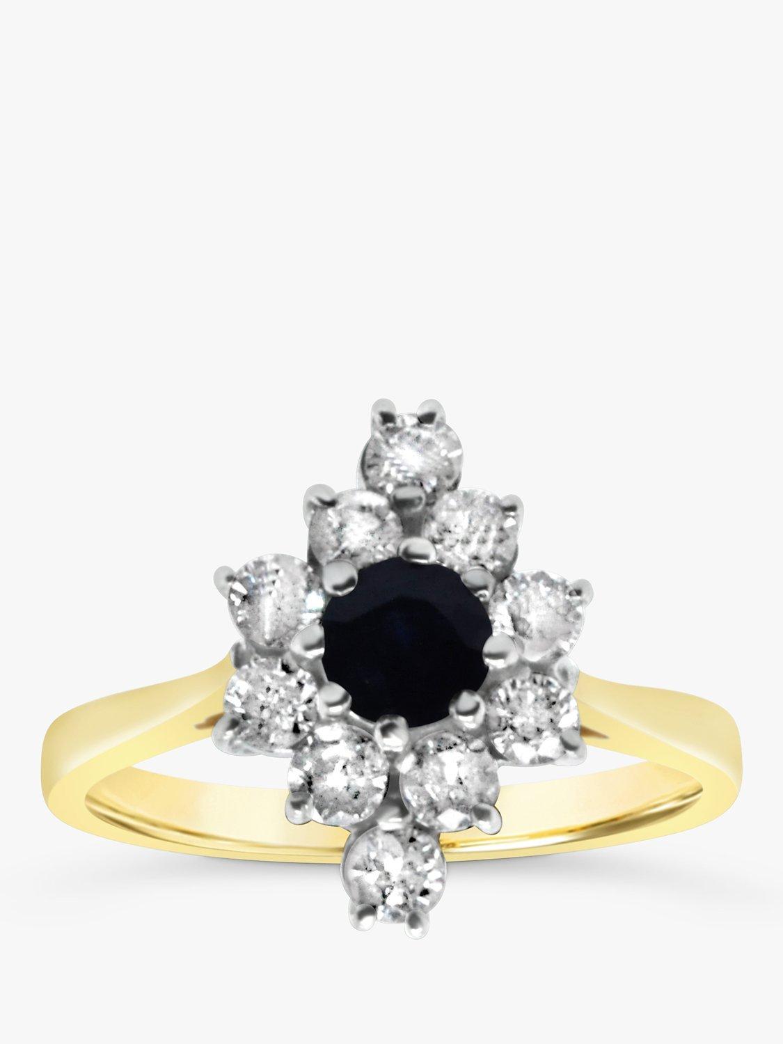 Product image 3 of 4, which shows Milton & Humble Jewellery Pre-Loved 18ct White & Yellow Gold Sapphire & Diamond Elongated Cluster Ring, Dated London 1979