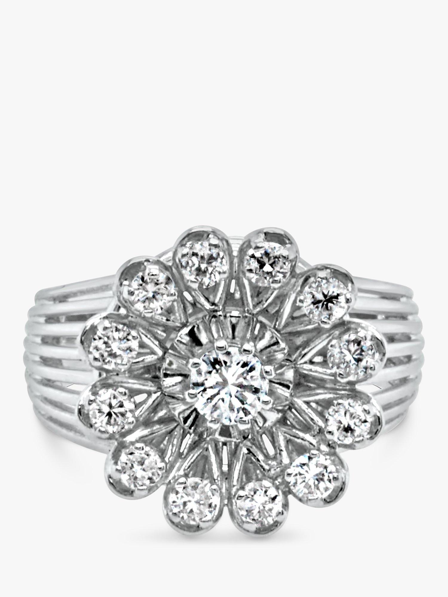 Product image 1 of 4, which shows Milton & Humble Jewellery Pre-Loved 18ct White Gold Starburst Effect Diamond Ring