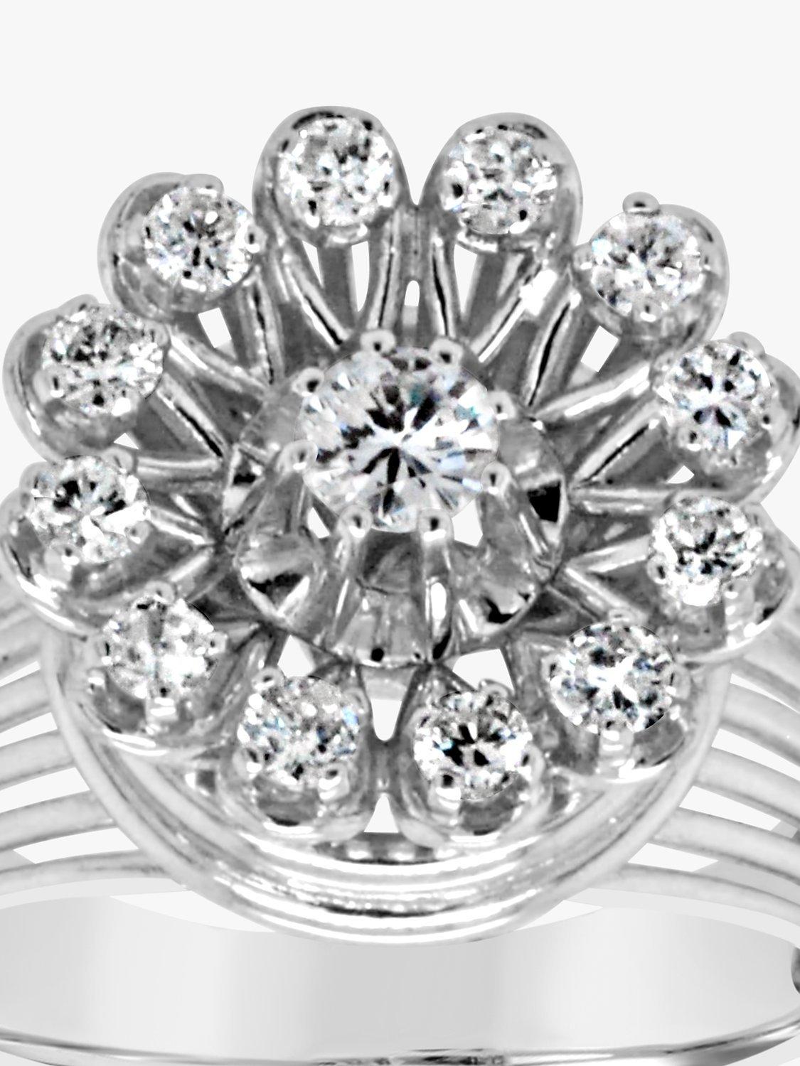 Product image 2 of 4, which shows Milton & Humble Jewellery Pre-Loved 18ct White Gold Starburst Effect Diamond Ring