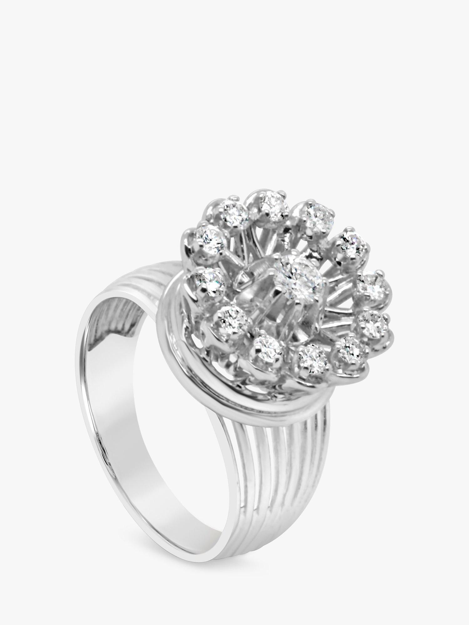 Product image 3 of 4, which shows Milton & Humble Jewellery Pre-Loved 18ct White Gold Starburst Effect Diamond Ring