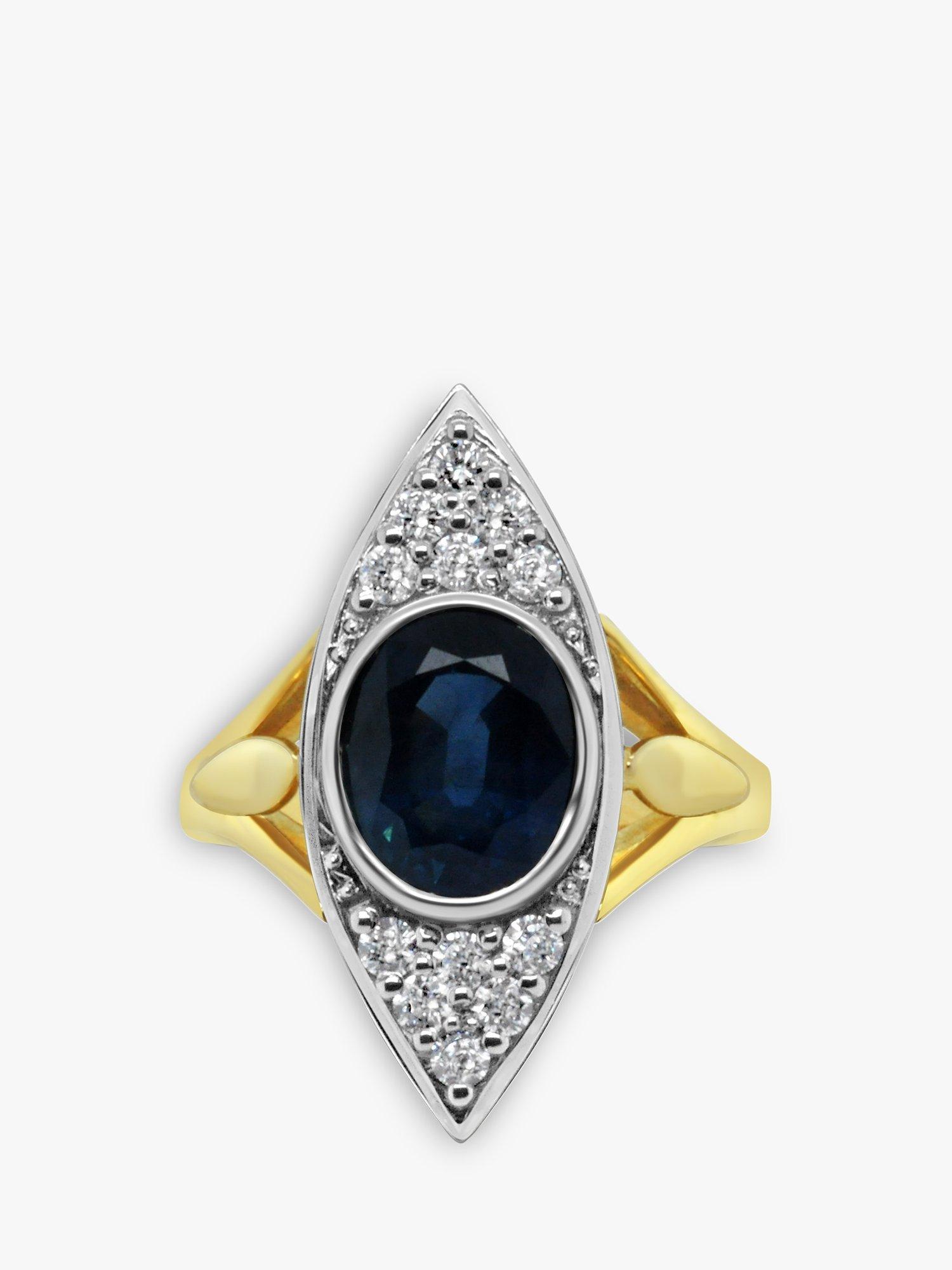 Product image 2 of 5, which shows Milton & Humble Jewellery Pre-Loved 18ct White & Yellow Gold Sapphire & Diamond Cluster Ring