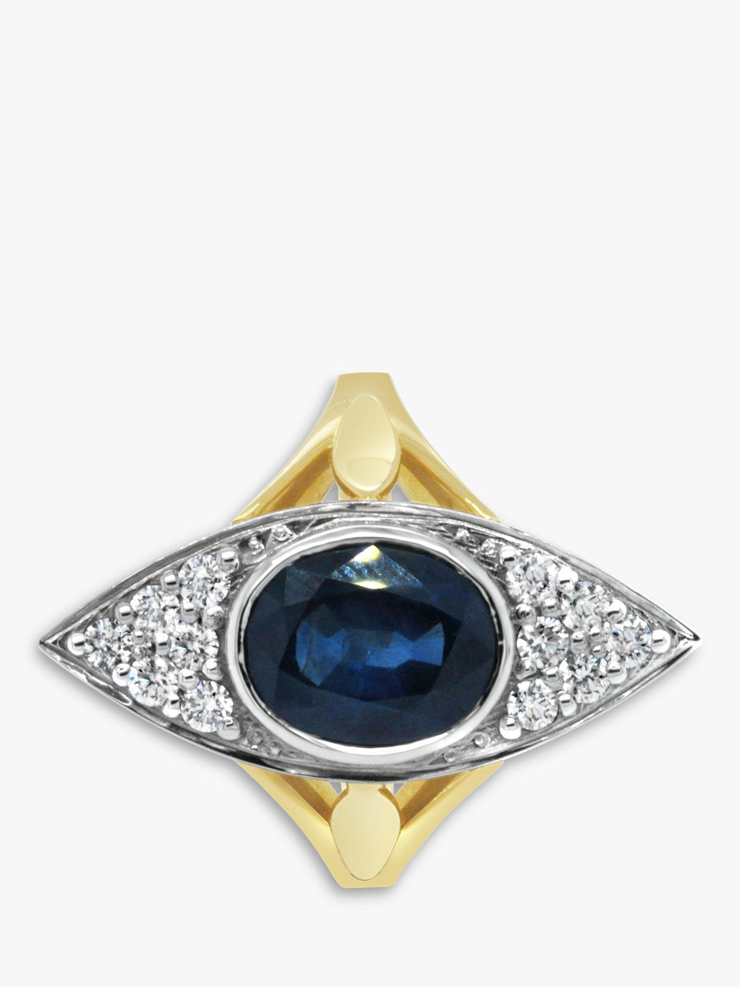 Product image 3 of 5, which shows Milton & Humble Jewellery Pre-Loved 18ct White & Yellow Gold Sapphire & Diamond Cluster Ring