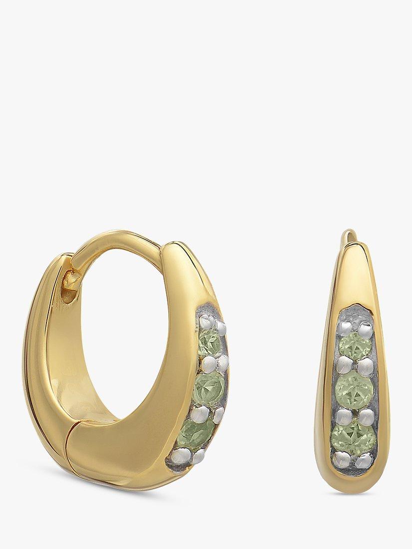 Rachel Jackson London Birthstone Huggie Hoop Earrings, Gold/Peridot