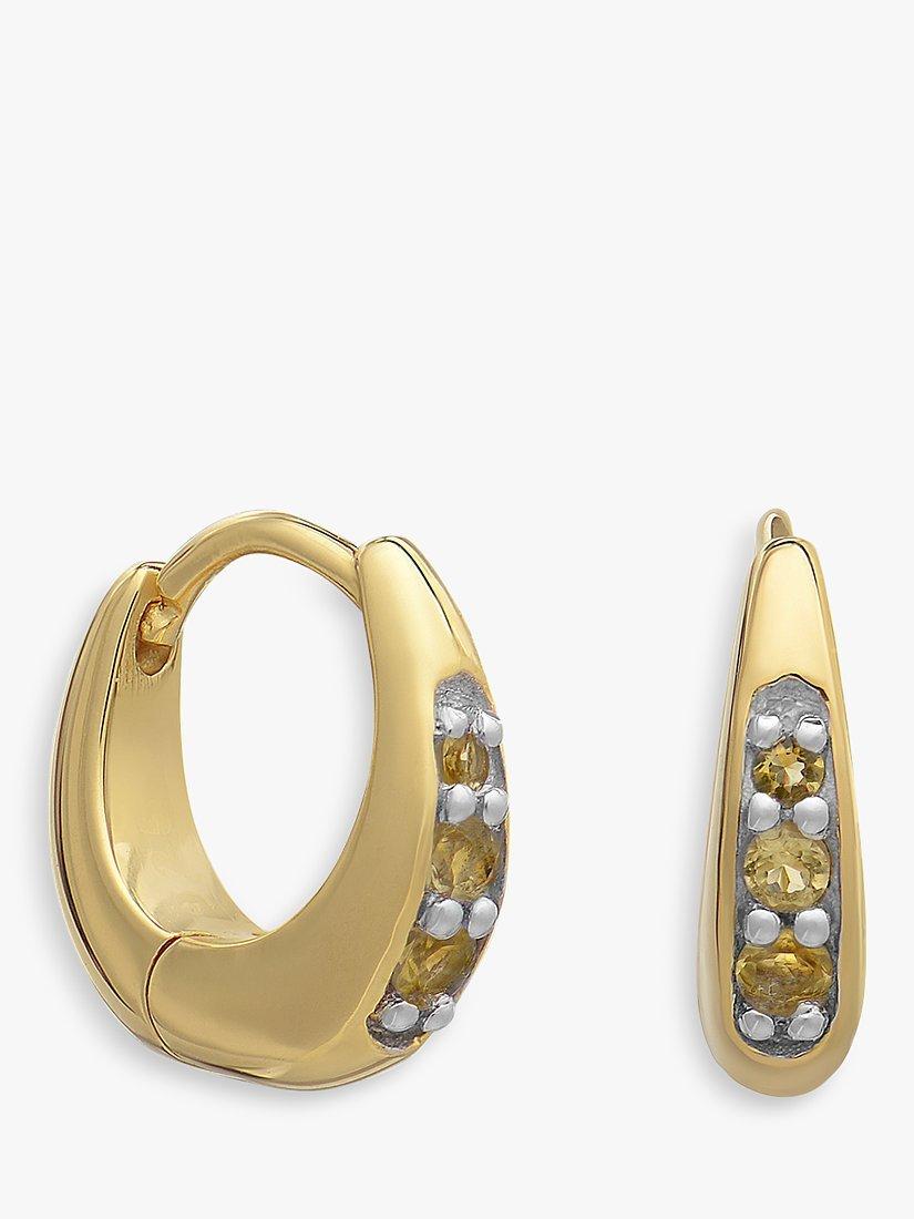 Rachel Jackson London Birthstone Huggie Hoop Earrings, Gold/Citrine
