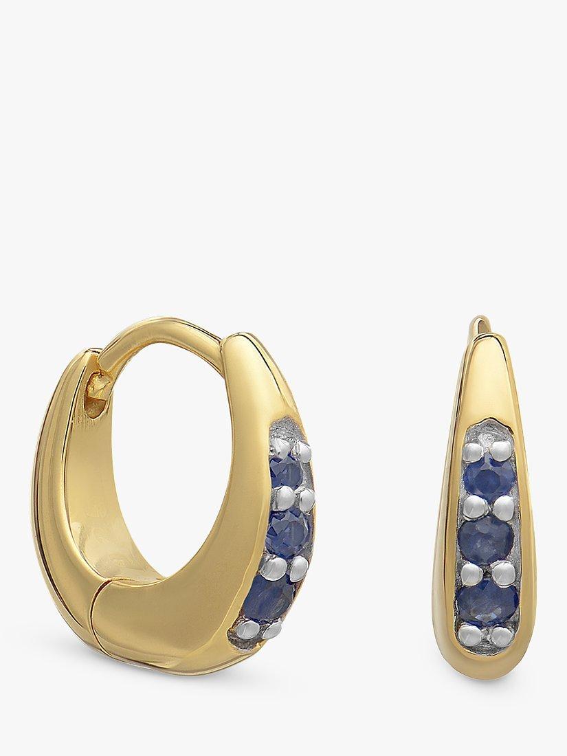 Rachel Jackson London Birthstone Huggie Hoop Earrings, Gold/Sapphire
