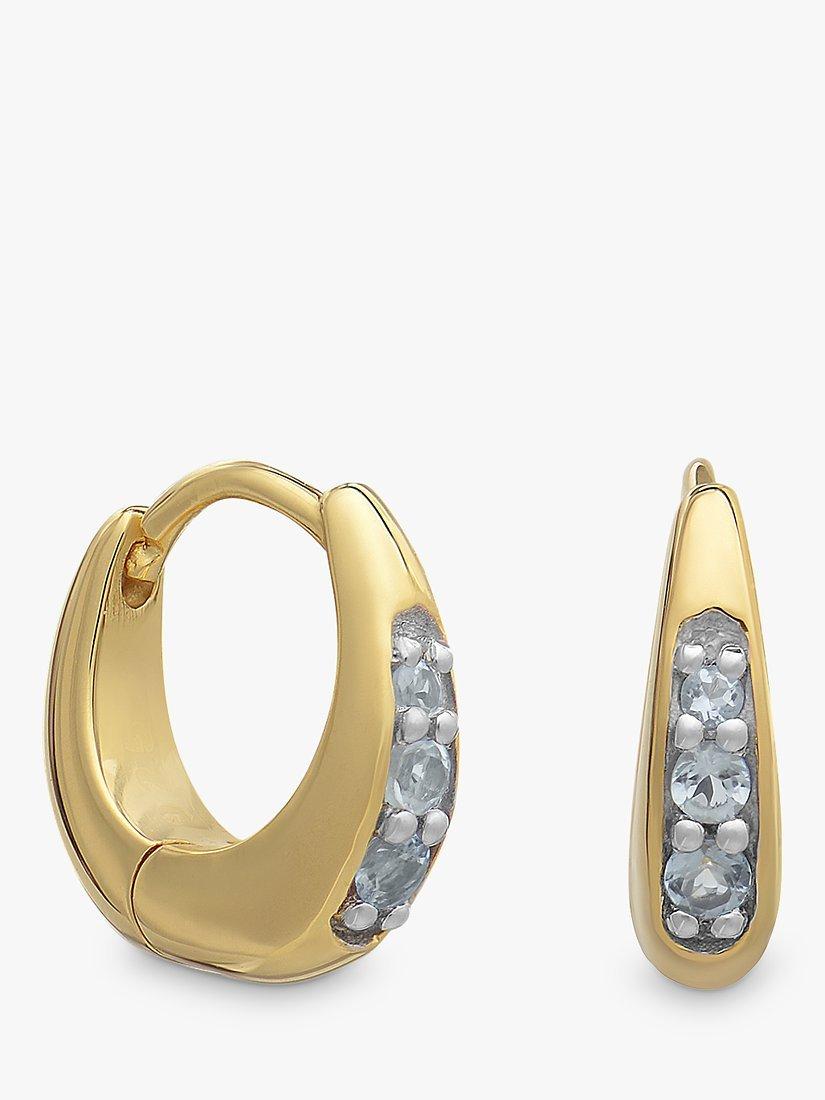 Rachel Jackson London Birthstone Huggie Hoop Earrings, Gold/Aquamarine