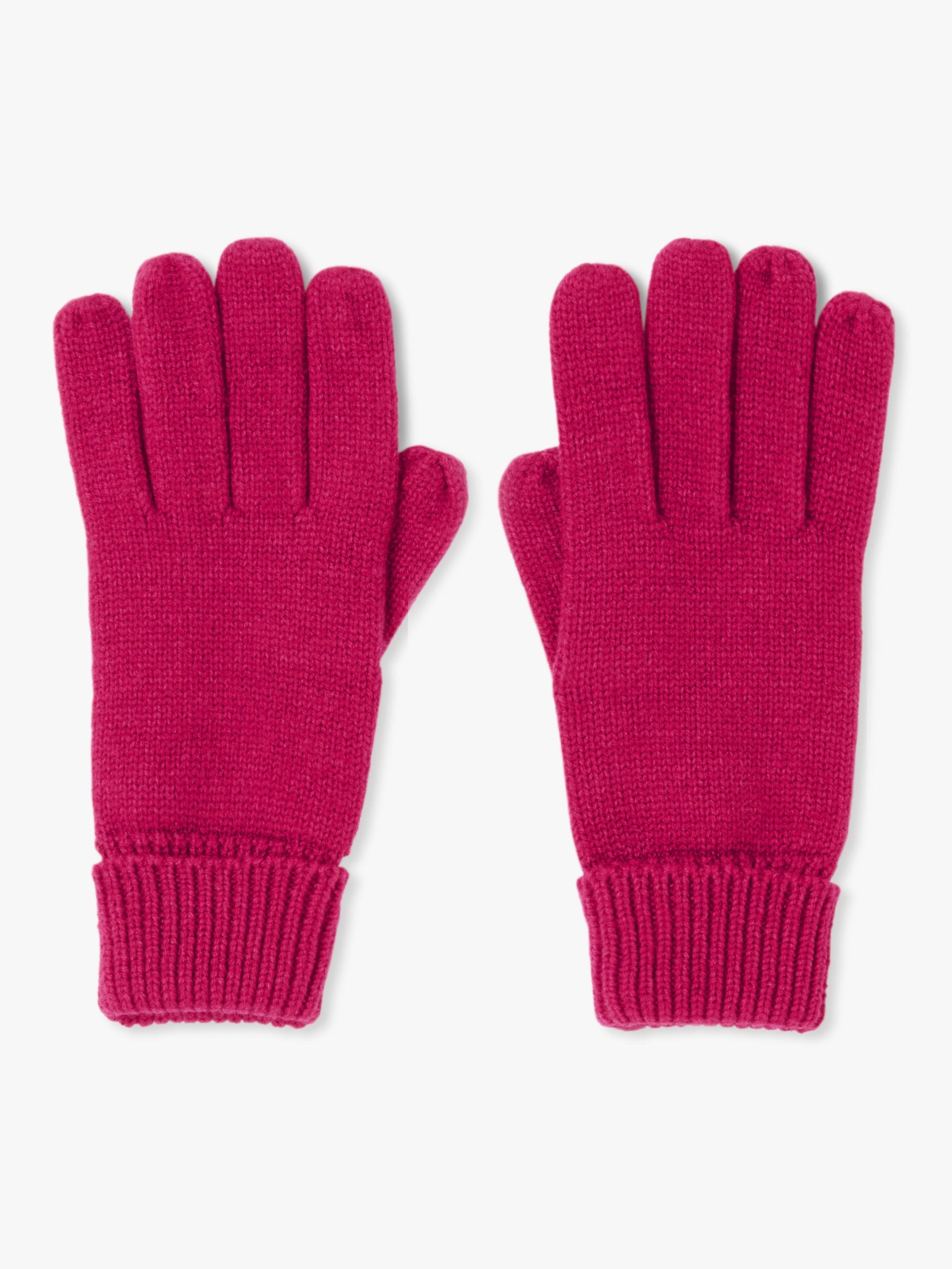 Product image 1 of 2, which shows John Lewis ANYDAY Recycled Polyester Ribbed Cuff Gloves, Red Berry