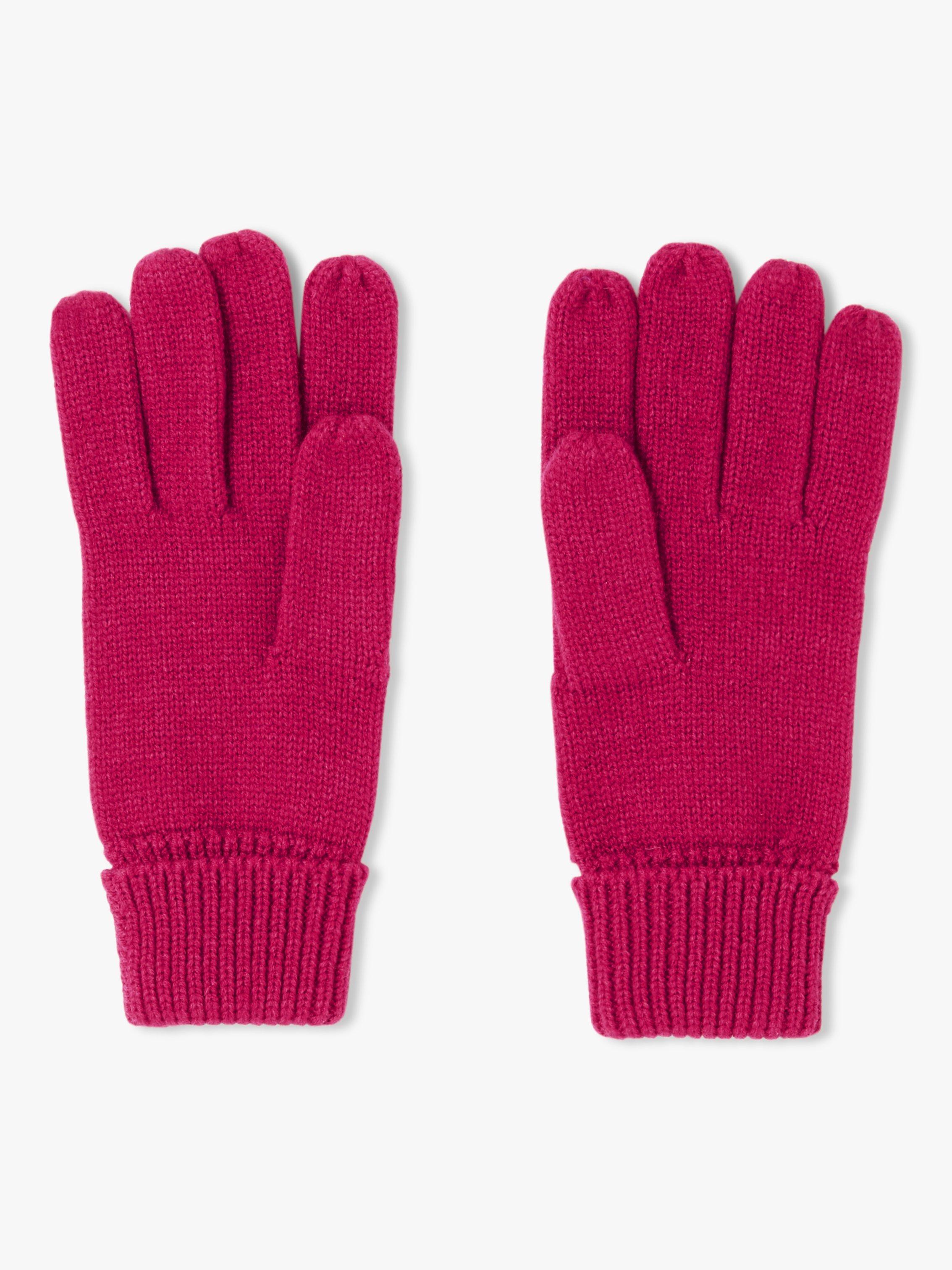 Product image 2 of 2, which shows John Lewis ANYDAY Recycled Polyester Ribbed Cuff Gloves, Red Berry