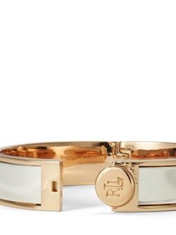 Lauren Ralph Lauren Two-Tone Crest Bangle Bracelet, Silver/Gold - view 2, Silver/Gold