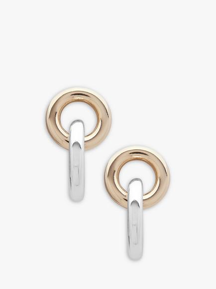 Lauren Ralph Lauren Two Tone Circle Link Drop Earrings, Silver/Gold, Gold/Silver