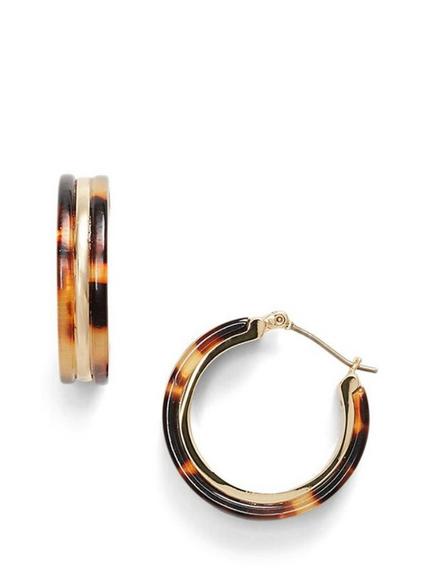 Lauren Ralph Lauren Tortoise Shell Hoop Earrings, Brown/Gold, Brown/Gold