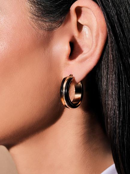 Lauren Ralph Lauren Tortoise Shell Hoop Earrings, Brown/Gold - view 2, Brown/Gold