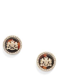 Lauren Ralph Lauren Glass Crystal Crest Stud Earrings, Tortoise, Tortoise
