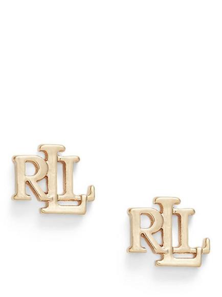 Lauren Ralph Lauren Monogram Logo Stud Earrings, Gold